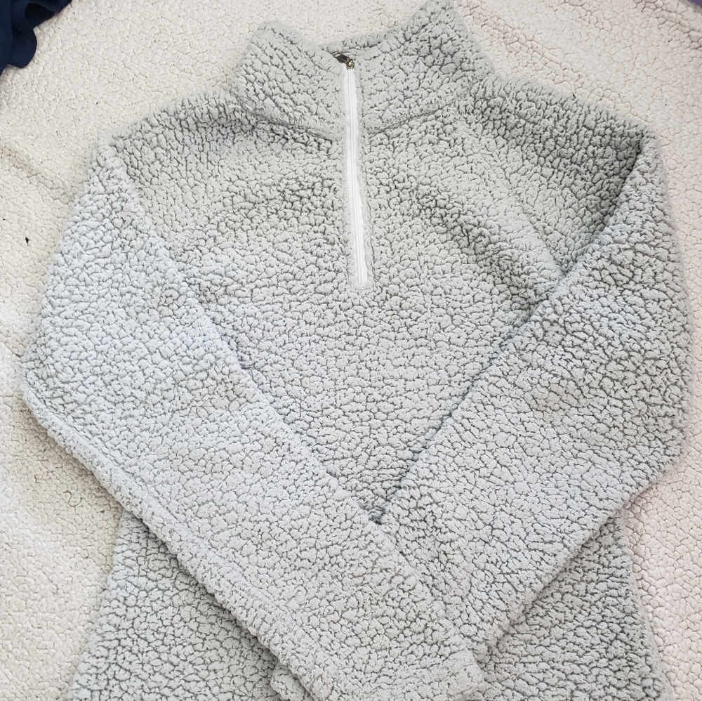Gray fluffy sweater